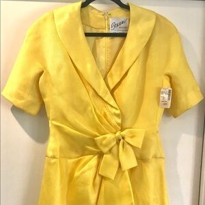 Vintage Arnold Scaasi Yellow Silk Burlap Dress